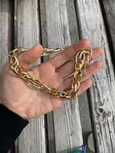 Gargantilla de cadena Punk para mujer, Collar de estilo Hip Hop, grande, grueso, de aluminio, dorado, cadena gruesa, joyería