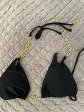 Female Swimsuit Bikini-Set Chain Two-Pieces Metal Sexy HALTER Women V2362 12-Color Lady