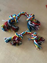 1 Uds mascotas suministros para mascotas perros perro cachorro de algodón perro nudo juguete Durable hueso trenzado cuerda 32cm divertido herramienta (Color al azar)