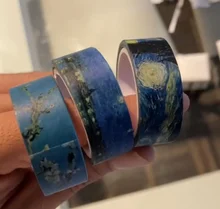 3 unids/pack clásico Van Gogh conjunto de cintas Washi estrellado adhesivo de cielo cinta DIY Scrapbooking etiqueta engomada etiqueta adhesiva