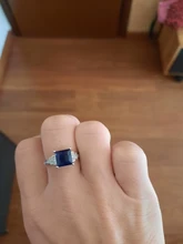 Huitan-anillo cuadrado azul con cuatro garras para mujer, diseño Vintage, Circonia cúbica de lujo, joyería femenina, anillos de boda