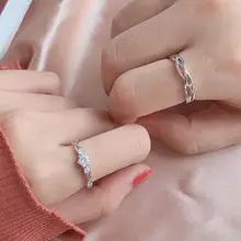 2 unids/set ajustable-corazón en forma de carta de cobre Chapado en plata 30% Cristal, anillo de los hombres de la joyería de las mujeres al por mayor Dropshipping. Exclusivo.