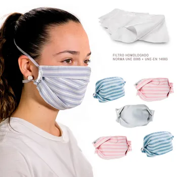 Stripes PACK 5 reusable washable masks 3 layers + 5 approved filters elastic fit various colors
Stripes PACK 5 reusable washable masks 3 layers + 5 approved filters elastic fit various colors