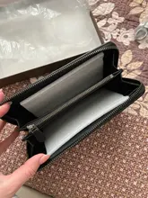 Cartera de cuero tejida larga para hombre y mujer, bolso de mano de marca de lujo, cartera sencilla a la moda, 100% de gran capacidad de piel de oveja