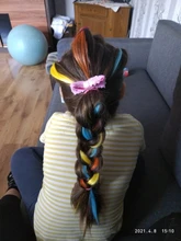 LUPU-extensiones de cabello sintético para mujer, pelo largo liso con arcoíris resaltado, un Clip en una pieza, rosa, púrpura y rojo