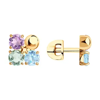 Sokolov drop earrings with stones in gold with amethyst and Topaz, fashion jewelry, 585, women's male, long earrings
Sokolov drop earrings with stones in gold with amethyst and Topaz, fashion jewelry, 585, women's male, long earrings