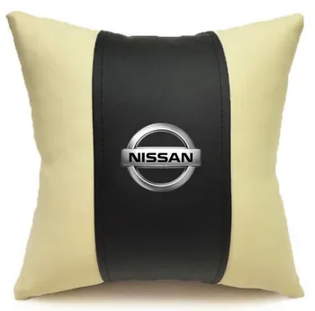 Eco-leather cushion with Nissan logo (size: 32x32 cm, color: beige with black insert, removable pillowcase with zipper) 
Eco-leather cushion with Nissan logo (size: 32x32 cm, color: beige with black insert, removable pillowcase with zipper)