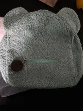 Mochila portátil para la compra de viaje para niños, morral informal de lana de cordero para otoño e invierno, mochila de hombro en forma de oso