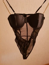 Criptográfico de malla negro Bodi transparente de cadena de Metal sin respaldo tirantes body Sexy Bodycon mono del Club de la moda de fiesta