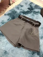 Pantalones cortos de cintura alta para mujer, Shorts femeninos de corte en A, de pierna ancha, estilo coreano, informales, con cinturón, nuevos, 2021