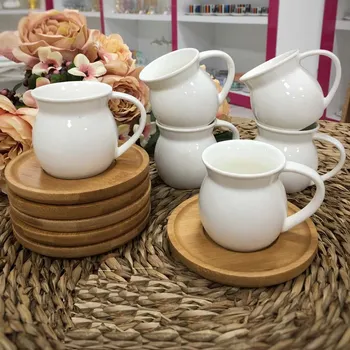 Porcelain Coffee Cup Set of 6-person with Bamboo Plate gift special Stylish Designed Cup Set
Porcelain Coffee Cup Set of 6-person with Bamboo Plate gift special Stylish Designed Cup Set