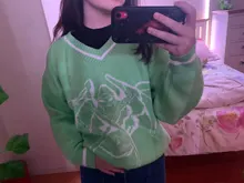 Rapcopter-suéteres Y2K para mujer, suéteres de calaveras con cuello de pico, Tops tejidos informales holgados, ropa de calle, Tops Retro, azul, otoño 2020