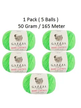 Thread 1 Pack (5 Balls) Gazzal Baby Cotton Yarn (1 Ball: 50 Gr 165 Mt) Colour No: 3427 (Amigurumi Knitting Yarn Pistachio Green)
Thread 1 Pack (5 Balls) Gazzal Baby Cotton Yarn (1 Ball: 50 Gr 165 Mt) Colour No: 3427 (Amigurumi Knitting Yarn Pistachio Green)