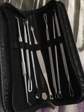 7 unids/bolsa herramienta removedor de la espinilla de la piel de la cara, herramientas para el cuidado de lugar Comedone acné aguja Clip grano pinzas mancha Extractor + bolsa