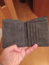 Hombres cartera billetera de cuero Slim Hipster de piel de vaca de tarjeta de crédito/portadores de identificación de monederos de negocios billetera plegable
