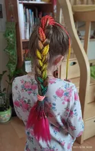 Coletero sintético con cola de arcoíris para mujer y niña, extensión de cabello postizo, caja de trenzas