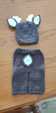 Accesorios de fotografía recién nacido, sombrero de bebé con diseño de ciervos, hecho a mano, Crochet, disfraz de venado, gorros de punto y pantalones