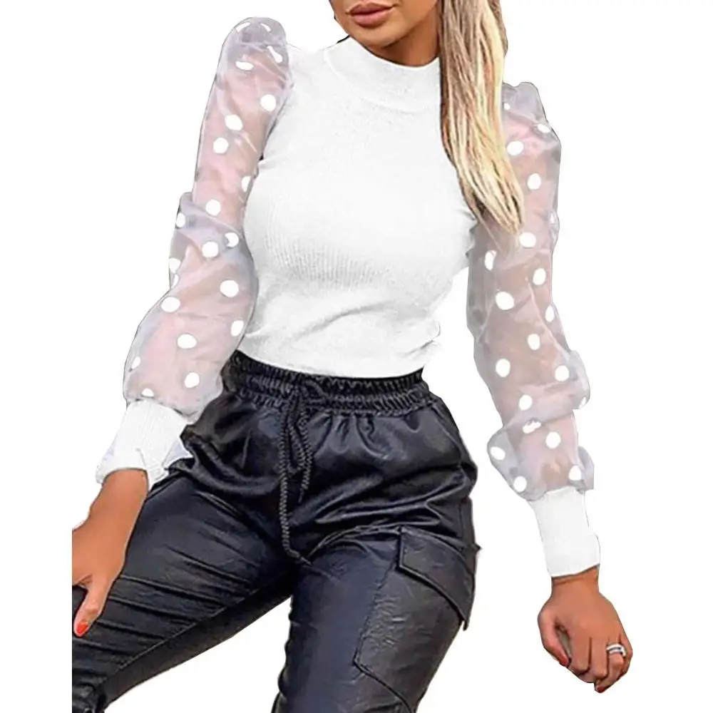 Women Blouses Elegant Contrast Mesh Patchwork Sleeve 2019 Lantern Sleeve Blouses Ladies Solid Dot Print Sleeve
Women Blouses Elegant Contrast Mesh Patchwork Sleeve 2019 Lantern Sleeve Blouses Ladies Solid Dot Print Sleeve