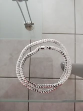 AGLOVER-collar de cadena de Plata de Ley 925 para mujer y hombre, 20 pulgadas, oro de 18k, 6mm, laterales completos, joyería, abalorio, regalo