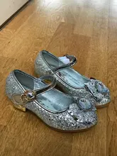 Zapatos de cuero, de tacón alto y de la princesa Elsa para niñas, sandalias para niños, sandalias de fiesta, calzado para niñas, tallas 24-36