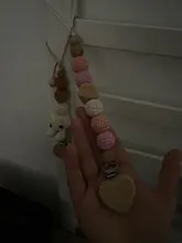 Cadena de chupete de bebé, Clip de madera de elefante, bolsa de cuentas geométricas de ganchillo, mordedor de madera, pequeños Clips para chupetes, Sostenedor para chupete de bebé, 1 ud.