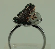 Anillos de cristal de animales de rana para mujer, sortija de gran circón, Ópalo, sortija de compromiso de la suerte, diamantes Vintage