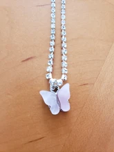 Gargantilla de mariposa acrílica deslumbrante, collar con cadena de diamantes de imitación, collar sencillo de Color blanco y negro, joyería Coreana de Animal