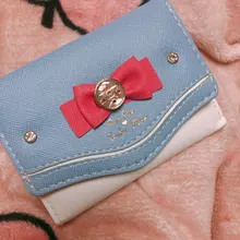 Mini cartera con lazos bonitos para mujer, Tarjetero con broche, monedero de mano, de cuero PU, a la moda, novedad