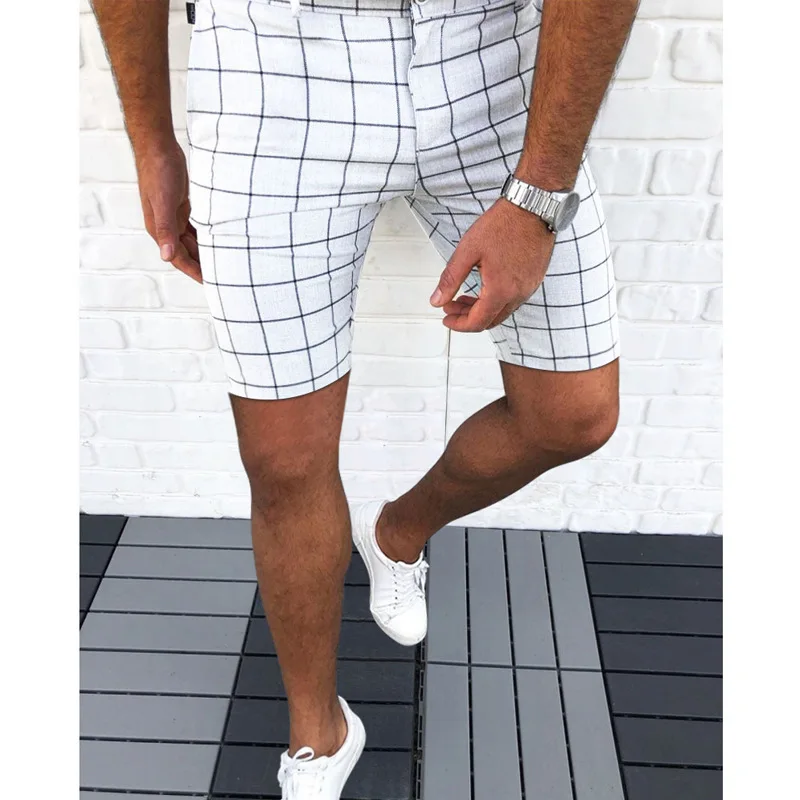Фото Шорты мужские клетчатые в полоску хлопок повседневные Модные Бермуды Пляжные