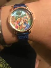 Damas magnética, de acero inoxidable de malla de reloj de cuarzo Correa Mickey ratón de moda casual femenina estudiante perezoso niños Relojes