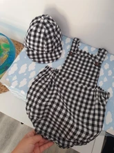 Ropa a cuadros de algodón y lino para bebé, trajes con espalda descubierta para recién nacido de 0 a 3T, Mono