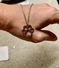 Gran oferta de Color oro lindo huellas de animales perro gato huellas de zarpa collares con colgantes de las mujeres de joyas de acero inoxidable