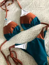Bañador Sexy de estilo Halter para mujer, microbikini con Tanga, Bikini Push-Up brasileño con, estampado de plantas tropicales, traje de baño Mini con cordón 2020