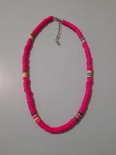 Gargantilla Bohemia con cuentas de barro colorido para la playa collar de arcilla polimérica Boho Arco Iris joyería ajustable para mujeres y niñas