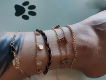 Docona-tobillera de flecha gótica negra para mujer, tobillera de cadena de lentejuelas hecha a mano, joyería para fiesta en la playa, 5 unidades/set 8851