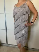 Vestido Vintage del gran Gatsby para mujer, vestido de lentejuelas de fiesta Vintage de los años 1920, camisola Sexy con cuello en V, vestido de flecos dorados, trajes de Flapper