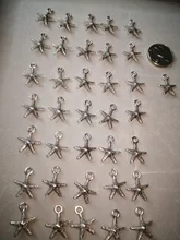 Colgante de estrella de mar de Color plateado para collar, pulseras, fabricación de joyas, manualidades hechas a mano, 50 Uds., A2775