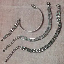 VKME-Conjunto de pulseras de cadena cubana Punk para mujer, brazaletes de Color dorado grueso, Miami, bohemio, joyería de moda, 3/4 Uds.