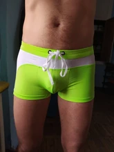 Escritos del boxeador de los hombres de la playa de costura de Color de contraste de natación bañadores piscina bañadores transpirable cómodo y suave Dropshipping. Exclusivo.