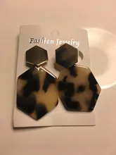 Pendientes de Clip para mujer, aretes de leopardo acrílico largo cuadrado geométrico circular sin Piercing, Clips para las orejas