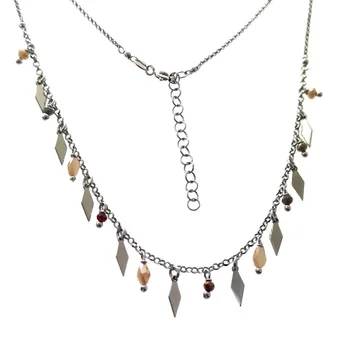 Choker 925 Sterling silver m rhodium chain 40cm. Detail rhombus smooth stones colors hanging reasa
Choker 925 Sterling silver m rhodium chain 40cm. Detail rhombus smooth stones colors hanging reasa