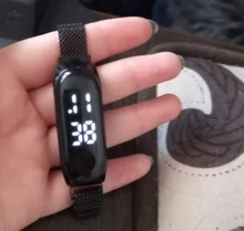 Relojes magnéticos digitales LED para mujer, pulsera de oro rosa, reloj de pulsera de cuarzo, femenino