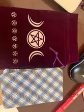 Bolsa de almacenamiento de lona fase Luna terciopelo, tarjeta oráculo, accesorio de adivinación, N58B