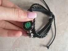 Pulsera de cuero con 12 Constelaciones del zodiaco para hombre y niño, brazalete punk con cuentas, accesorios de viaje