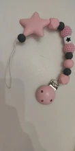 Clip de chupete de silicona ecológico para recién nacido, juguetes de dentición para bebé, cadena de chupete para bebé, cadena de alimentación de estrella de silicona de grado alimenticio