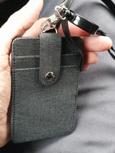 Retráctil cordones de tarjeta de identificación titular, cuero Porte autobús caja de pase de cubierta-Los hombres de las mujeres tarjetero para tarjetas de crédito bancarias Correa titular