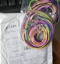 20 unids/lote Real hecho a mano de cuero ajustable trenzado collares de cuerda y amuletos colgantes resultados langosta cierre cuerda cordón 2 mm