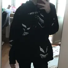 Oversize Sweatshirt Hoodie Hooded-Aesthetic Harajuku Loose-Print Winter Gothic Ladies