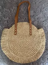 Bolsos redondos de paja para mujer, hecha a mano bandolera de mimbre, de playa tejida, bolso de mano con mensaje, para verano, 2020