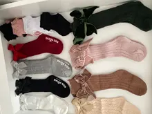 Calcetines de algodón para bebé, niño y niña, medias de hasta la rodilla para recién nacido, medias elásticas con lazo de algodón sólido para otoño e invierno, calentador de piernas de 0 a 3 años